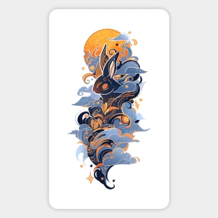 A cloudy japanese rabbit spirit watercolor Magnet